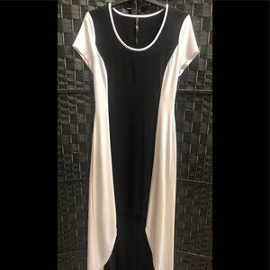 COLOUR BLOCK Summer High-Low dress Black & White Short Sleeve